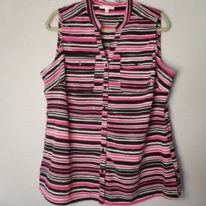 Black and Hot Pink Buttoned Tank